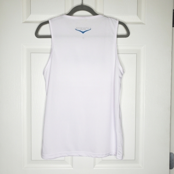 Hoka One One White Running Jersey Graphic Logo Tank Top - Picture 3 of 5